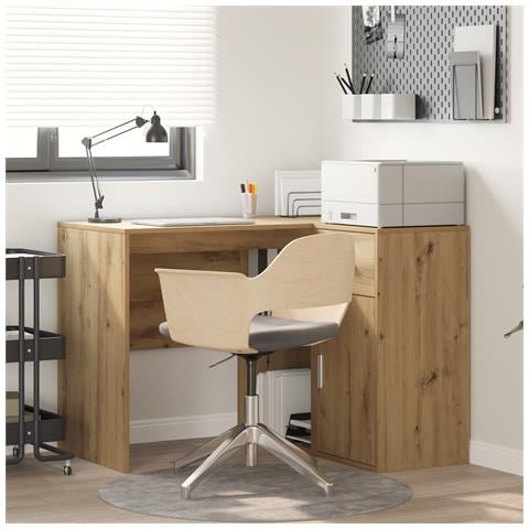 Scrivania Angolare in Rovere Artigianale 102x88x75 cm in Legno Ingegnerizzato - Foto 2