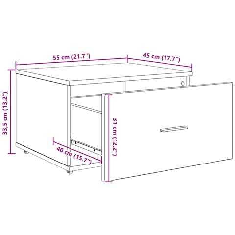 Mobile da Cassetto Rovere Affumicato MDF con Impiallacciatura - Foto 9