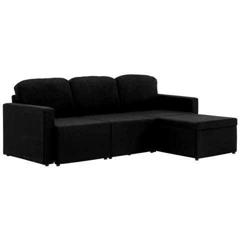 Lusso Casadino - Divano Letto Modulare A 3 Posti Nero In Tessuto - Foto 1