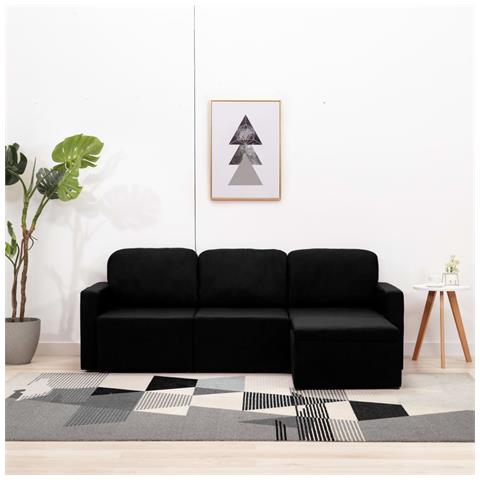 Lusso Casadino - Divano Letto Modulare A 3 Posti Nero In Tessuto - Foto 2