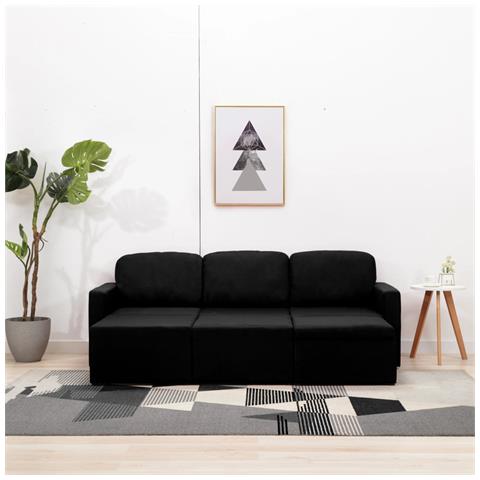 Lusso Casadino - Divano Letto Modulare A 3 Posti Nero In Tessuto - Foto 8