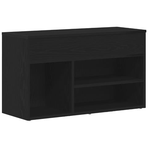 Panca da ingresso  nera in rovere 60x30x45 cm in legno - Foto 1