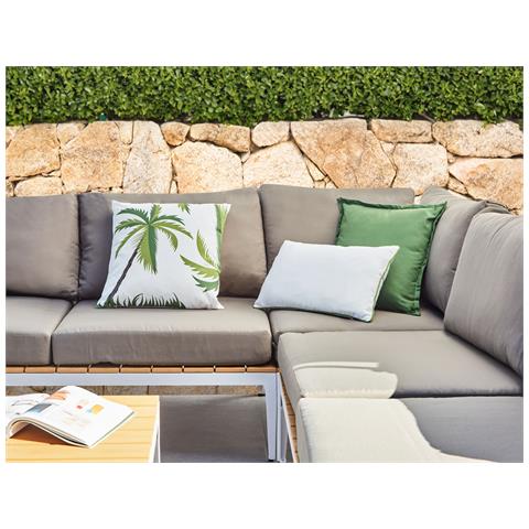 Set Di 3 Cuscini Da Esterno Seaside Trama Di Piante Verde - Foto 1