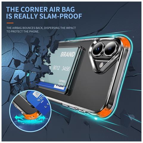 Custodia Trasparente In Acrilico Con Slot Laterale Per Schede Antiurto Compatibile Con Iphone 17 - Foto 2