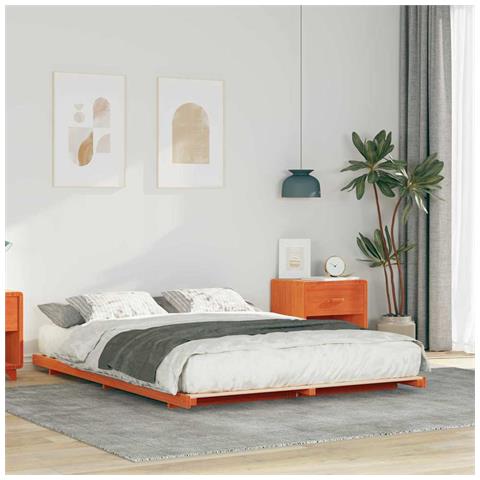 Struttura letto a terra Cera marrone 140 x 220 cm - Foto 2