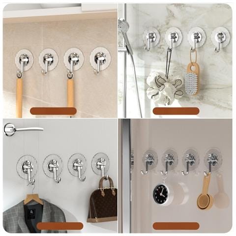 Set Di 4 Ganci Adesivi Forti Senza Trapano - Appendere Senza Danni Silver - Foto 2