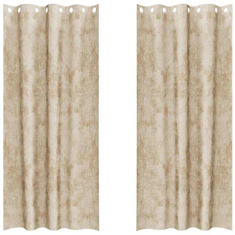Tenda con tende 2 pcs Crema 260 x 140 cm Velluto - Foto 1