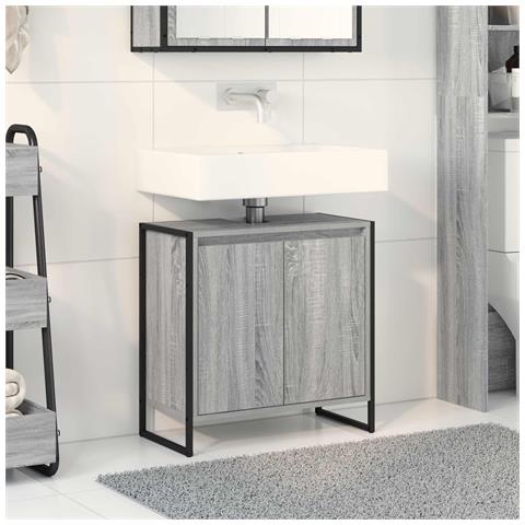 Mobile da Bagno Grigio Sonoma 60 x 30 x 60 cm Legno multistrato - Foto 2