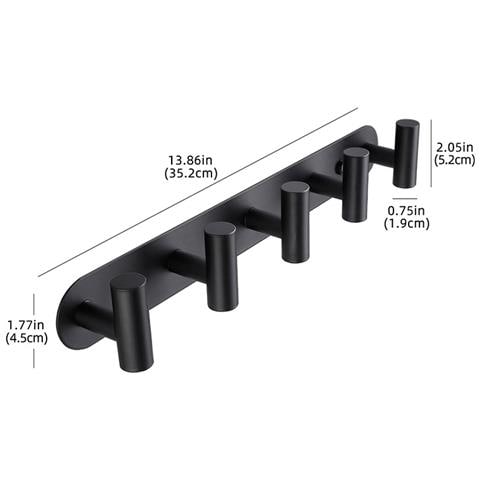 Ganci A Parete Resistenti - 5 Ganci In Acciaio Inossidabile Per Bagno, Cucina E Porta Black - Foto 4
