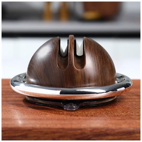 Affilacoltelli A Ventosa Rotondo - Utensile Da Affilatura A Doppia Faccia Per Cucina Brown - Foto 2