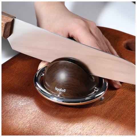 Affilacoltelli A Ventosa Rotondo - Utensile Da Affilatura A Doppia Faccia Per Cucina Brown - Foto 4