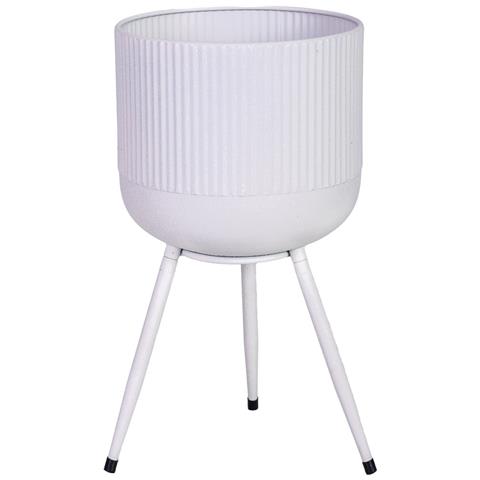 Fioriera Con Supporto In Metallo Bianco 25,5x25,5x48h Cm - Foto 1