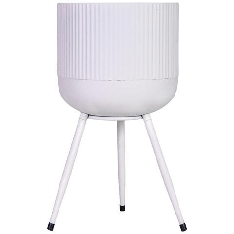 Fioriera Con Supporto In Metallo Bianco 25,5x25,5x48h Cm - Foto 2