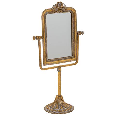 Specchio Cosmetico In Resina Con Supporto Dorato 18x9,5x35h - Foto 1