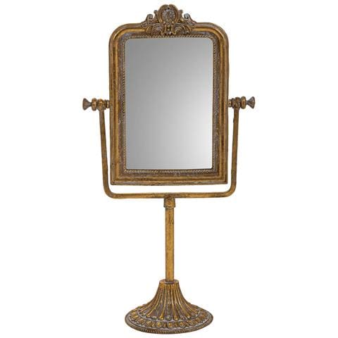 Specchio Cosmetico In Resina Con Supporto Dorato 18x9,5x35h - Foto 2