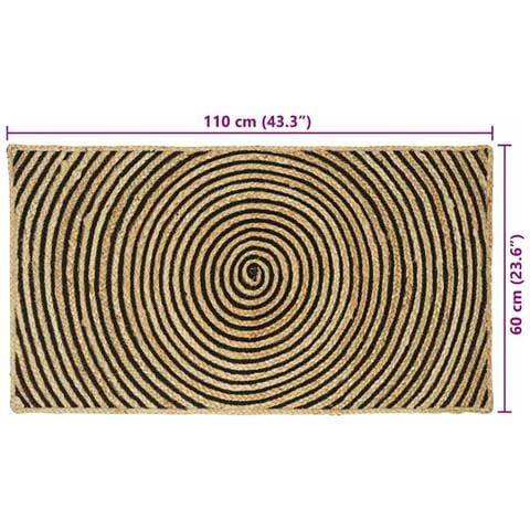 Tappeto Naturale e Nero 60 x 110 cm Juta - Foto 9