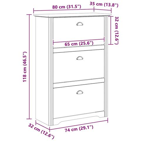 Scarpiera BODO Marrone miele 80 x 35 x 118 cm Legno multistrato - Foto 9