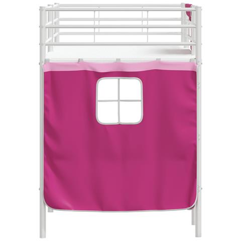 Struttura del Letto Loft per Bambini con Tendine Bianco e Rosa - Foto 9