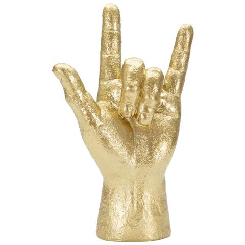Scultura Mano Yeah Rock In Resina Dorata - Foto 1