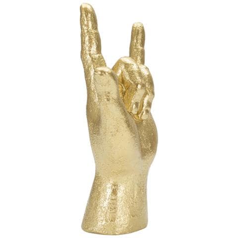 Scultura Mano Yeah Rock In Resina Dorata - Foto 2