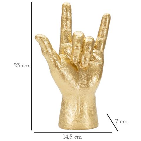 Scultura Mano Yeah Rock In Resina Dorata - Foto 8