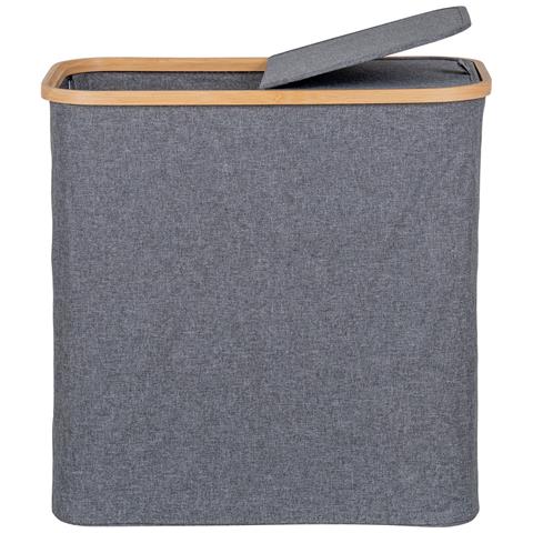 Cesta Portabiancheria Noto In Bambù Fsc E Tessuto Grigio Scuro 54x33x54 Cm - Foto 2