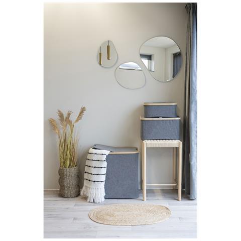 Cesta Portabiancheria Noto In Bambù Fsc E Tessuto Grigio Scuro 54x33x54 Cm - Foto 6