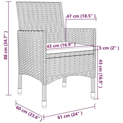 Set da Pranzo da Giardino 5 pz con Cuscini Polyrattan e Vetro - Foto 8