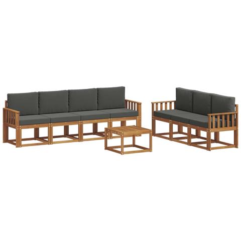 Set di divani da esterno con cuscino 8 pcs Naturale e Antracite - Foto 1