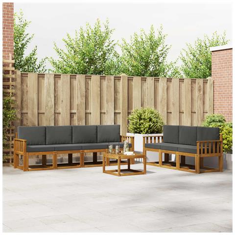 Set di divani da esterno con cuscino 8 pcs Naturale e Antracite - Foto 2