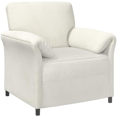 Divano 1 posto Crema 88 x 83 x 95 cm Velluto - Foto 1