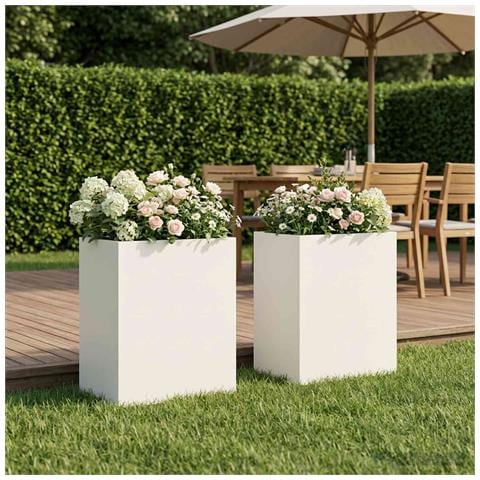 Vaso da giardino 2 pz Bianco 40 x 30 x 40 cm - Foto 2