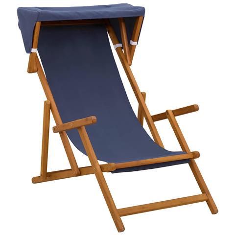Lettino 4 pcs 3 Posizione Legno di Eucalipto Massello Blu - Foto 2