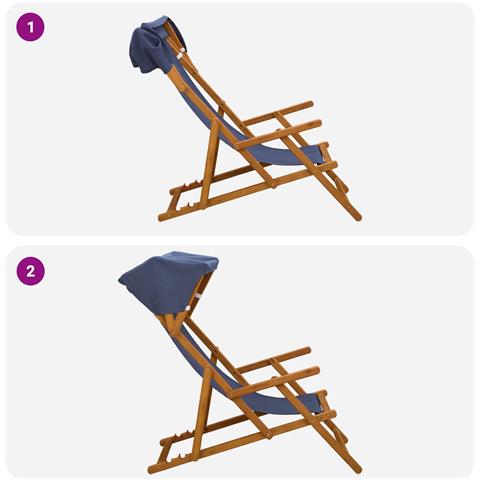 Lettino 4 pcs 3 Posizione Legno di Eucalipto Massello Blu - Foto 10
