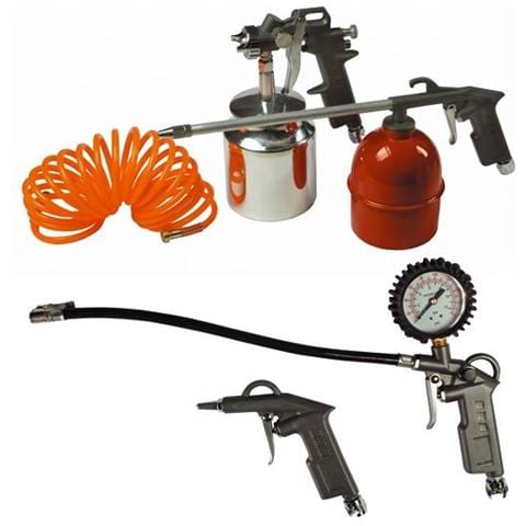 Kit 5 Accessori per Compressore : Aerografo + 3 pistole + tubo raccordato - Foto 1