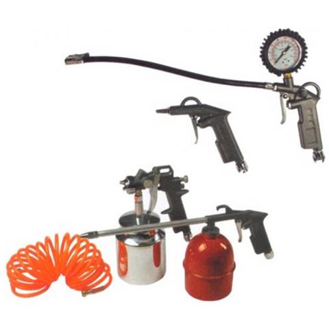 Kit 5 Accessori per Compressore : Aerografo + 3 pistole + tubo raccordato - Foto 2