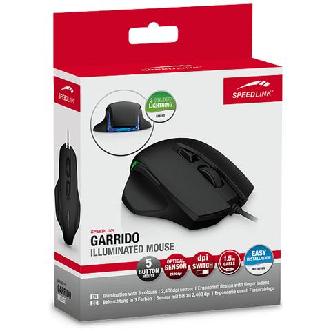Mouse USB Ottico Garrido 5 Tasti 2400 DPI Retroilluminato Colore Nero - Foto 3