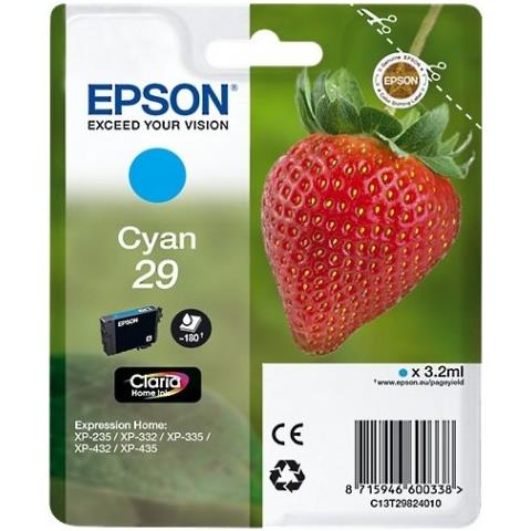 Originale Epson T2982 Ciano Per Epson Expression Home Xp235 Xp332 Xp335 Xp432 Xp435 2982 29 C13t29824012 Capacita' 180 Pagine - Foto 1