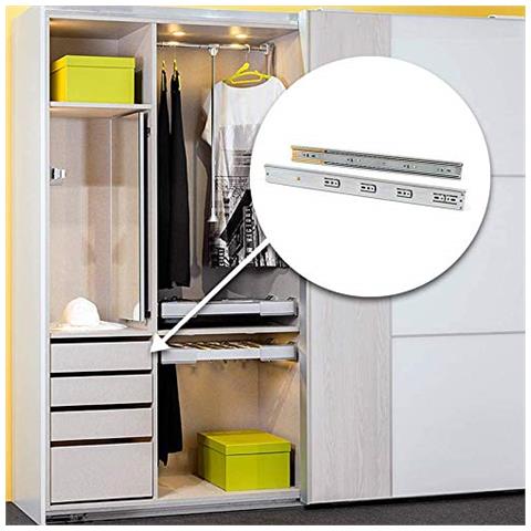 Guide Per Cassetti Con Cuscinetti A Sfera 45mm X 600mm, Set Di 1 Coppia Di Binari Ad Estrazione Totale Con Chiusura Ammortizzata - Foto 2