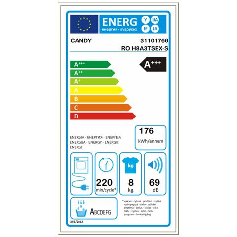CANDY - Asciugatrice RO H8A3TSEX-S, 8 Kg Classe A+++ Pompa di calore - ePRICE