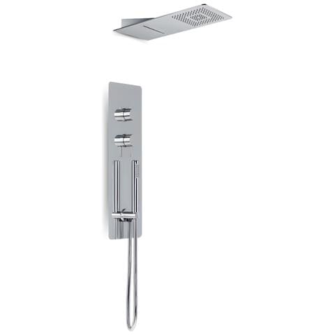 Wall Kit A Parete Da Incasso A Muro Acciaio Inox + Soffione Doccia A Parete Acciaio Inox Punta Quadrata Con Cascata - Foto 3