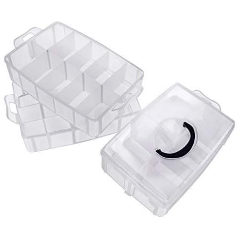 3 Tier Trasparente Libero Di Plastica Impilabile Storage Box - Regolabile Vano Slots - Massima 30 Scomparti - Contenitore Per Larchiviazione E Organizzazione Giocattoli Gioielli Perline Arte E Artigianato Strumenti - Foto 2