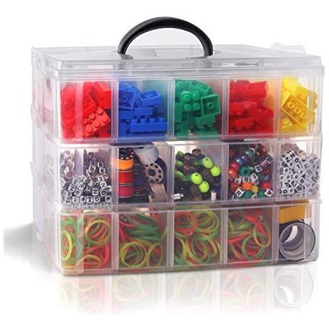 3 Tier Trasparente Libero Di Plastica Impilabile Storage Box - Regolabile Vano Slots - Massima 30 Scomparti - Contenitore Per Larchiviazione E Organizzazione Giocattoli Gioielli Perline Arte E Artigianato Strumenti - Foto 4
