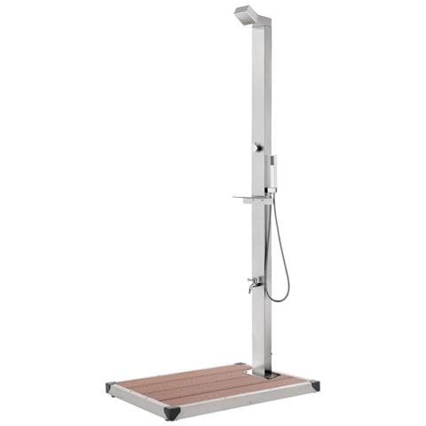 Doccia Da Giardino Con Base Marrone 225 Cm In Acciaio Inox - Foto 1