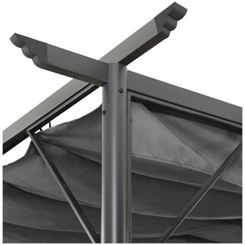 Pergola con Tetto Retrattile Antracite 3x3m in Acciaio 180 g / m² - Foto 2