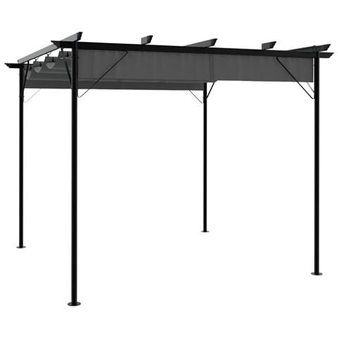 Pergola con Tetto Retrattile Antracite 3x3m in Acciaio 180 g / m² - Foto 1