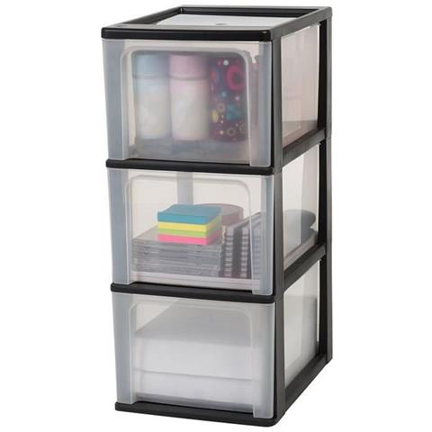 Torre Di Stoccaggio Con 3 Cassetti - Plastica - Nero - 39l - 35,5 X 26 X 60,5 Cm - Foto 1