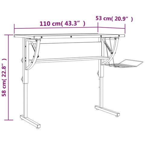 Scrivania Nera E Grigia 110x53x (58-87) Cm Multistrato E Acciaio - Foto 2