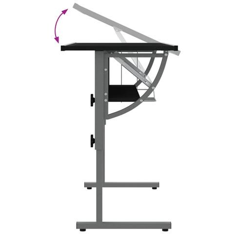 Scrivania Nera E Grigia 110x53x (58-87) Cm Multistrato E Acciaio - Foto 7