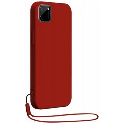 Cover In Silicone Realme C11 2021 Con Cinturino Da Polso Abbinato, Rosso - Foto 1